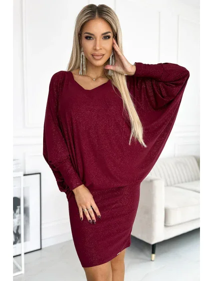 402-4 Netopierie šaty - bordové s brokátom