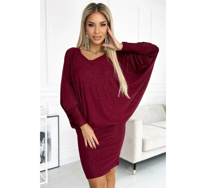 402-4 Netopierie šaty - bordové s brokátom