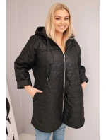 Dámska prešívaná bunda s kapucňou a HOPE Black Dámska prešívaná bunda s kapucňou a HOPE Black