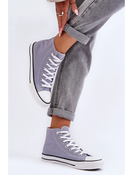 Dámské klasické vysoké tenisky šedé model 21626477 - Boto Dámské klasické vysoké tenisky šedé model 21626477 - Boto