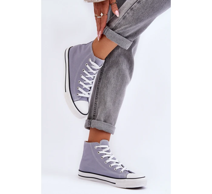 Dámské klasické vysoké tenisky šedé model 21626477 - Boto Dámské klasické vysoké tenisky šedé model 21626477 - Boto