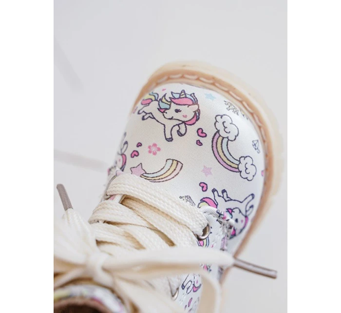 Ocieplane Botki Dziecięce Na Suwak Beżowe Dolida - Kucyki