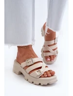 Pachnące Klapki Damskie Na Niskim Obcasie ZAXY NN285042 Jasnobeżowe