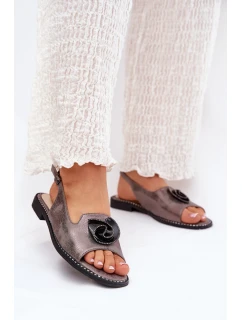 Lesklé Dámské Sandály S Ozdobou model 21691560 Šedé - S.Barski