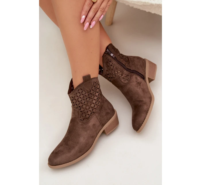 Dámské perforované kotníkové boty na podpatku Briavine