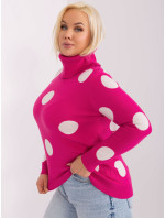 Fuksiový plus size sveter s bodkami