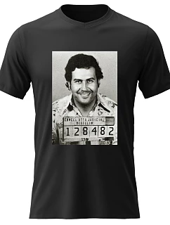 Dámské bavlněné tričko s potiskem - PABLO ESCOBAR - černé