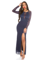 Sexy KouCla Maxi gown with lace long sleeve