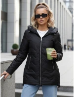 Dámska prechodná prešívaná bunda s kapucňou čierna FashionStreet TY5611