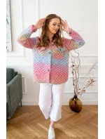 Tmavo ružová košeľová dámska bunda s golierom (2453)