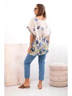 Dámske bavlnené tričko s kvetinovým vzorom béžovej farby Dámske bavlnené tričko s kvetinovým vzorom béžovej farby