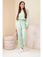 Dámský viskózový máslový komplet s lampasy tmavý model 22011676 - K-Fashion