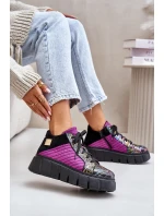 Skórzane Sneakersy Na Platformie Maciejka 06767-15 Fuksja