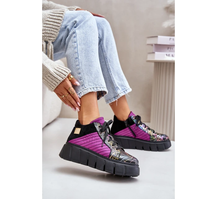 Skórzane Sneakersy Na Platformie Maciejka 06767-15 Fuksja