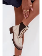 Botki Damskie Ocieplane Na Klocku Vinceza 58559 Beżowe