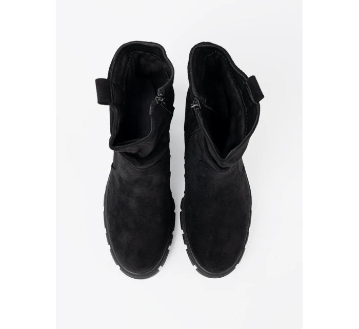 Jedinečné dámske čierne členkové topánky na širokom podpätku