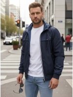 FashionStreet tmavomodrá pánska obojstranná prechodná bunda TX4985