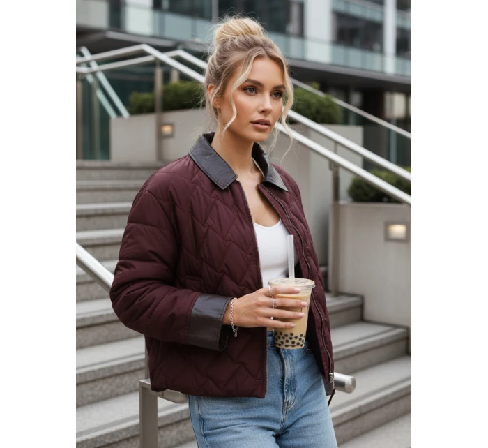 Kurtka przejściowa damska pikowana bordowa model 22025099 - FashionStreet