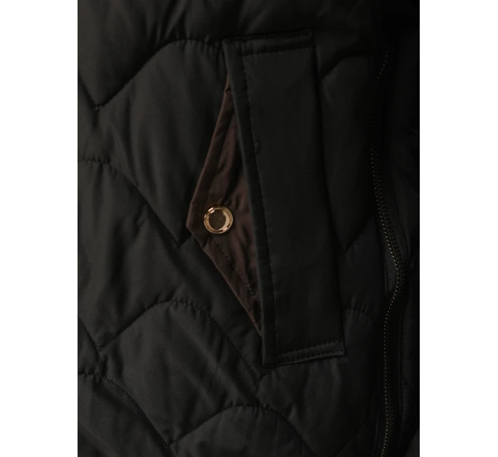 Dámska prechodná prešívaná bunda s odnímateľnou kapucňou čierna TY5625