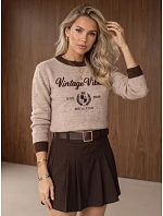 Sweter damski z nadrukiem Vintage Vibes beżowy model 22544855 - FashionStreet