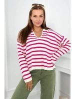 Pruhovaný sveter fuchsie