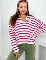 Pruhovaný sveter fuchsie