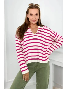 Pruhovaný sveter fuchsie