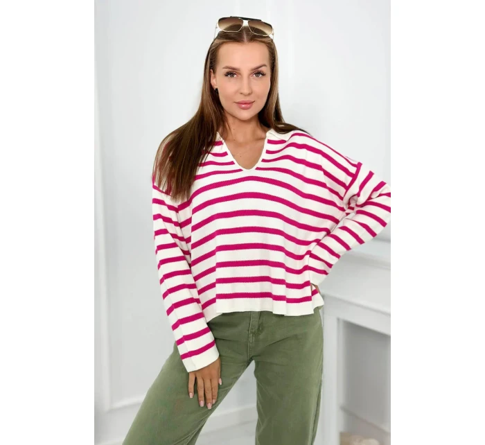 Pruhovaný sveter fuchsie