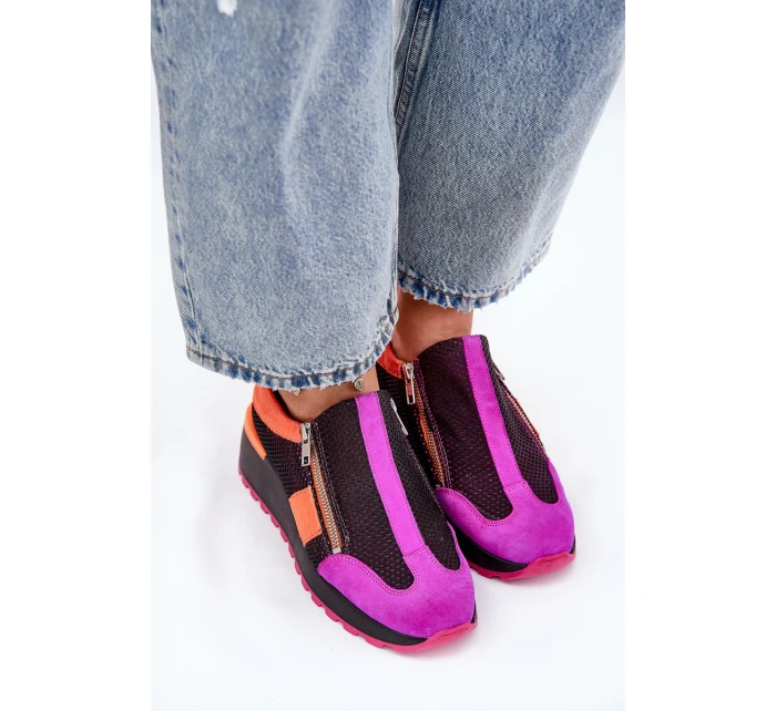 Kožené sneakersy na klínu Černé model 21691354 - Maciejka