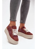 Zamszowe Sneakersy Na Masywnej Platformie Zazoo N1270S3 Fioletowe