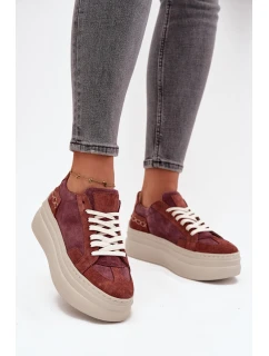 Zamszowe Sneakersy Na Masywnej Platformie Zazoo N1270S3 Fioletowe