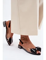 Průhledné sandály s krystaly a mašlí  Černé model 22140804 - D&A