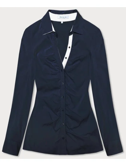 Tmavomodrá blúzka s kontrastnými vsadkami (AWD0205)