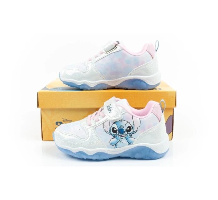 Leomil detská športová obuv tenisky Stitch ľahký suchý zips LED modrá