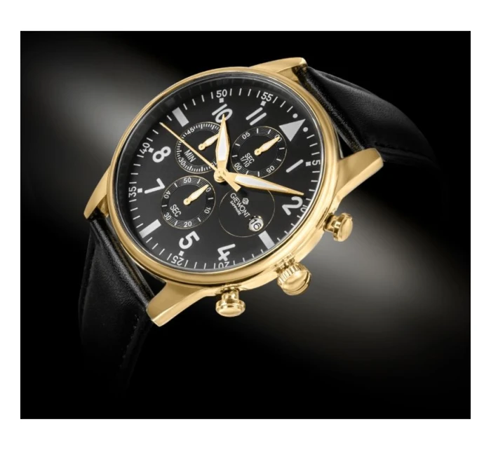 Pánské hodinky Chronograph Sapphire Black and Gold model 21807527 - Giewont Pánské hodinky Chronograph Sapphire Black and Gold model 21807527 - Giewont