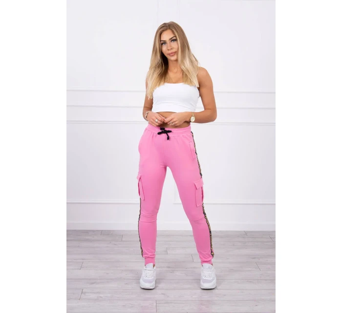 Kalhoty Cargo světle růžové