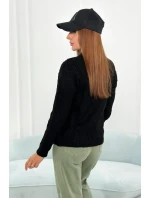Sveter s dekoratívnou väzbou čierny