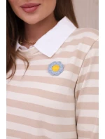 Pruhovaná bavlnená blúzka s golierom svetlo béžová+tmavo béžová Pruhovaná bavlnená blúzka s golierom svetlo béžová+tmavo béžová