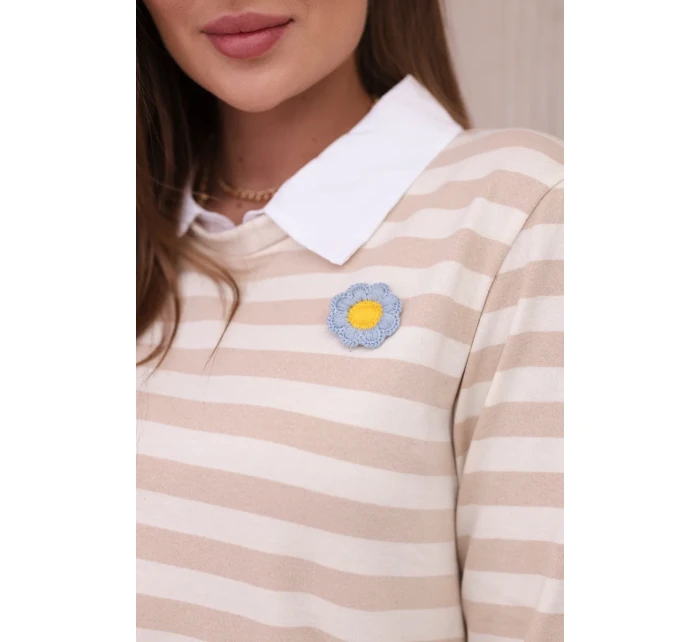 Pruhovaná bavlnená blúzka s golierom svetlo béžová+tmavo béžová Pruhovaná bavlnená blúzka s golierom svetlo béžová+tmavo béžová