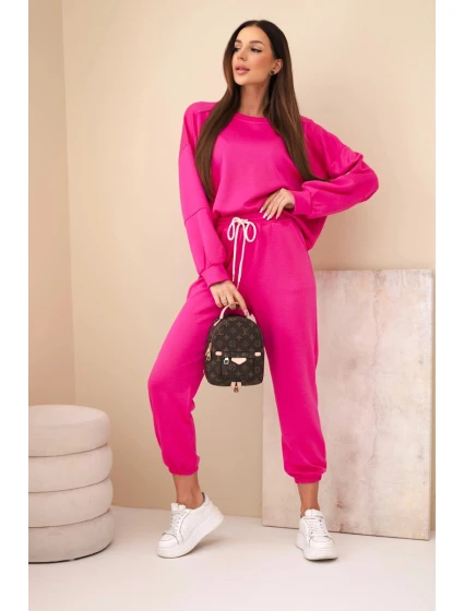 Komplet teplákové + kalhoty máslová látka fuchsie