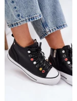 Kožené Vysoké Tenisky Dámské model 21691443 Černé - Goe