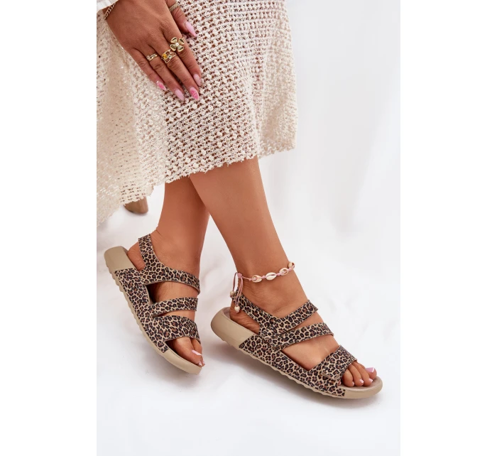 Dámské Kožené Sandály model 21698634 Leopard - Zazoo