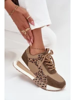 Kožené dámské tenisky na platformě leopardí vzor model 21712445 hnědé - Artiker