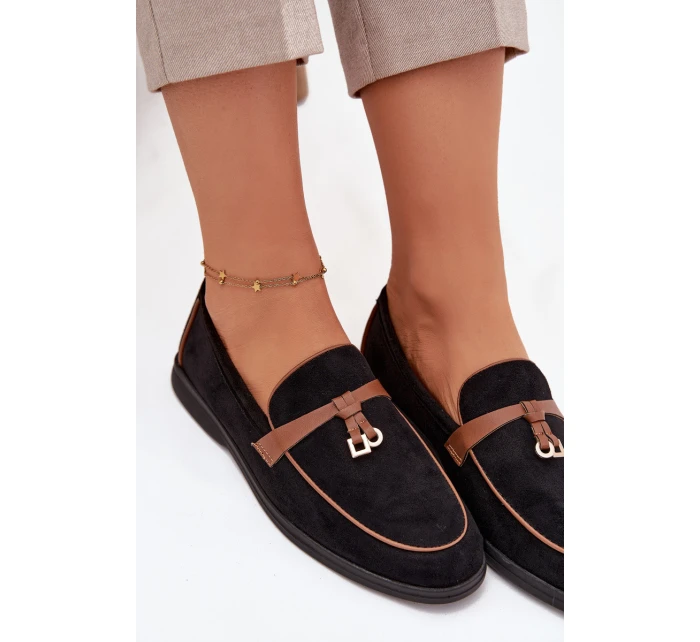 Mokasyny Loafersy Damské Z Eko Semiš Černé Darwen Mokasyny Loafersy Damské Z Eko Semiš Černé Darwen