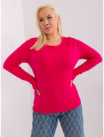 Fuksiový jednoduchý sveter vo väčšej veľkosti s dlhými rukávmi