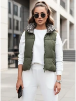 Dámská přechodná krátká prošívaná zelená vesta Dstreet model 21994801 - FashionStreet