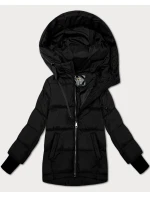 Čierna prešívaná dámska bunda s kapucňou Libland (LD-7747)