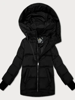 Čierna prešívaná dámska bunda s kapucňou Libland (LD-7747)