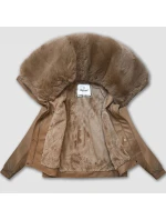 Kožená bunda ve velbloudí barvě s velkým límcem model 21809040 - Glakate Kožená bunda ve velbloudí barvě s velkým límcem model 21809040 - Glakate