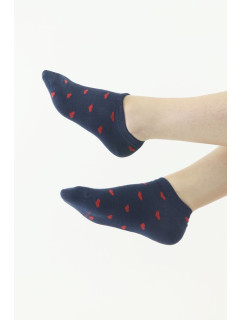 Členkové ponožky 36 tmavo modré so srdiečkami